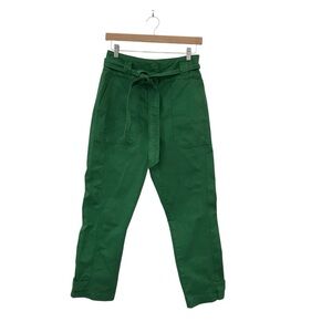 Boden Women’s Cargo Pant Size 4 Green Tie Waist Button Bottom Causal